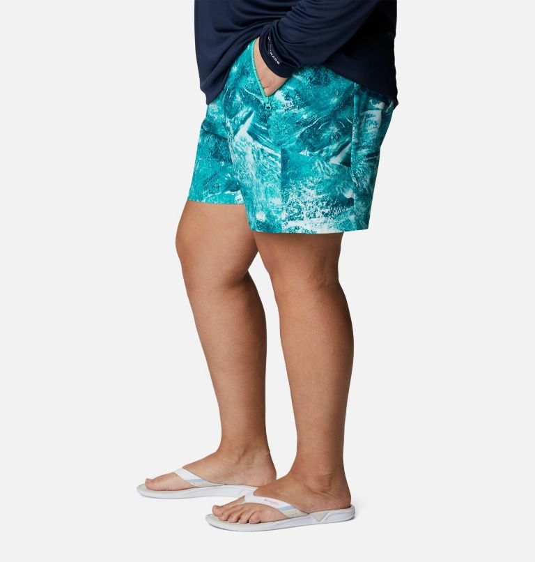Women's Columbia PFG Tidal II Shorts Turquoise | Plus Size CA-N035L